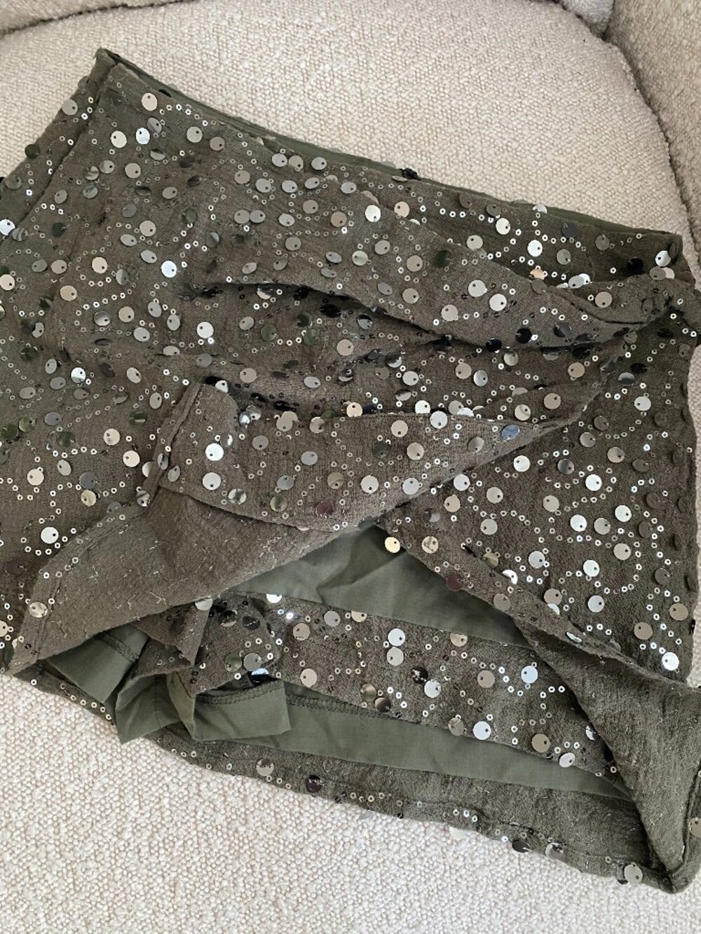 Zara NWT | Green Sparkle Mini Skort - Picture 7 of 12